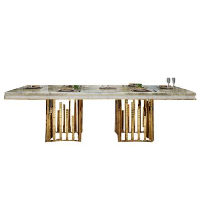 China Chinese marble top indoor dining table with stainless steel for dining room GD-TB004 for sale