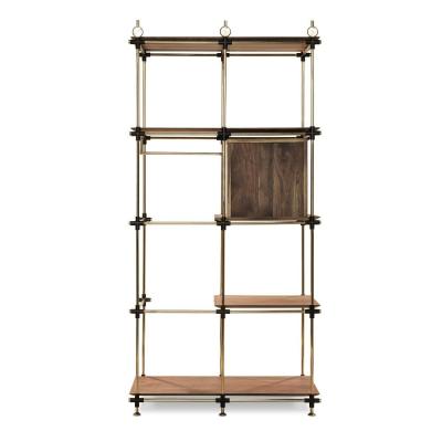 China Other Style Light Luxury Gold Metal Living Room Furniture Storage Solid Wood Shelf for sale