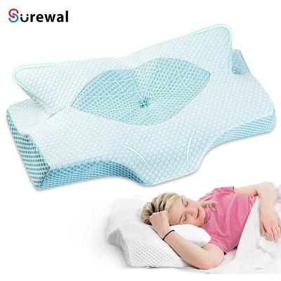 China Ergonomic Cervical Ergonomic Orthopedic Therapy Memory Foam Pillow Support Sleep Contoured Pillow for Back and Stomach Side Sleepers for sale