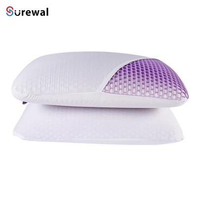 China Anti Dust Mite Lavender Color Strip Pillow With Latex Core Support Head Pillow For Neck Pain Relieve for sale