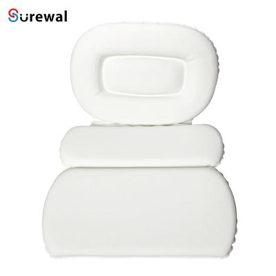 China 3 Color Anti-Static White Panel Leather Waterproof PU Tub Neck Pillow With Suction Cups for sale