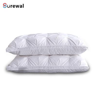 China Deluxe Therapy Goose Feather And Down Pillows Standard Size Deluxe Pinch Pleated Bed Pillows For Sleeping Soft Pillows for sale