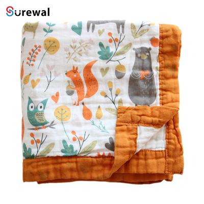 China Anti Dust Mite Pure Cotton Wrap Baby Blankets For Newborns Super Soft Infant Blanket Cartoon Customize Towel Blankets Cute Floral Print for sale