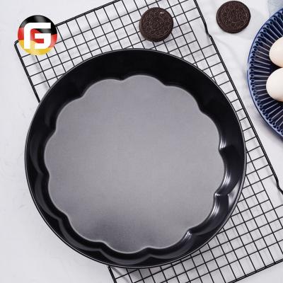 China 10 Inch Workable Non Stick Chrysanthemum Shape Apple Pie Pie Around Baking Pan Cake Pan for sale