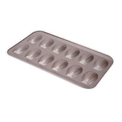 China 12-Cup Heat Resistance Viable Non-Stick Carbon Steel Madeleine Baking Pans for sale