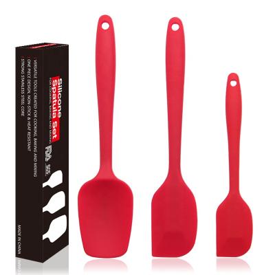 China Stocked Heat Resistant Non-Stick Red Silicone 480F 3-Piece Spatula Set for sale