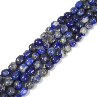 China YiSuiBeads_Natural Afghanistan Classic Blue Lapis Lazuli Through-Drill Nuggets 6x8mm-10x12mm For Jewelry Making for sale