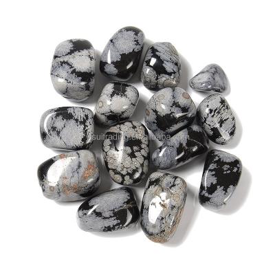 China Classic Snowflake Obsidian Crystal Polished Tumbled Palm Stone Natural Healing Opens for sale