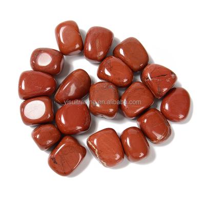 China Classic Red Tumbled Natural Jasper Healing Crystal Polished Stone Beads Irregular Size for sale