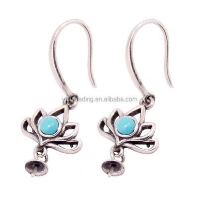 China Simple Zircon 925 Silver Earrings Base Pearl Jewelry Findings Earings Hook for sale