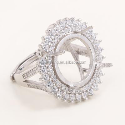 China New Design 925 Sterling Silver Classic Zircon Ring Base With Unique Jewelry Foundings For Bride for sale