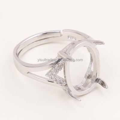 China Classic Gift Wholesale CZ Paved To Hallow 925 Sterling Silver Mount Blank Ring Holders For Women for sale