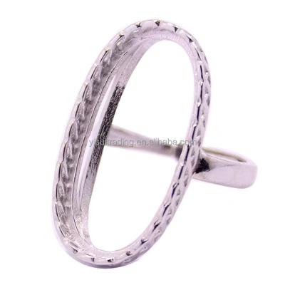 China Classic 925 Platinum Silver Plated Blank Stand Hand Inlaid Honey Wax Tusk Turquoise Ring Stand Setting for sale