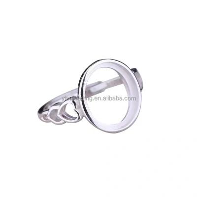 China Wholesale Classic 925 Sterling Silver Adjustable Blank Ring Base For Round Cabochon Ring Base Diy Accessories Jewelry Blank Inlay for sale