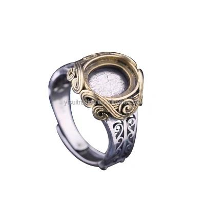 China Classic Simple 925 Sterling Silver Adjustable Blank Rings Round Fashion Women Empty Ring Base Tray For Inlay Diy Accessories Jewelry for sale