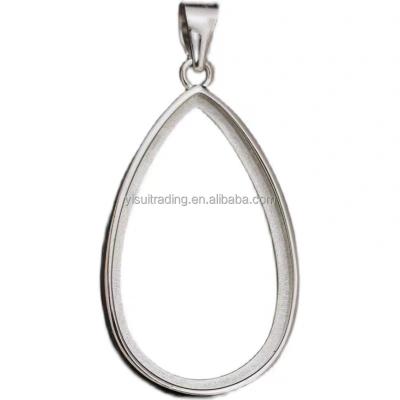 China Classic 925 Sterling Silver Blank Necklace Pendant Tray Settings Empty Pendant Charms for Marquetry Diy Accessories for sale