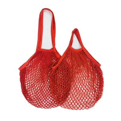 China 100% Cotton Mesh Net Bag Eco-friendly Long Handle Shopping Tote Bags For Foods Twine Grocery Bag for sale