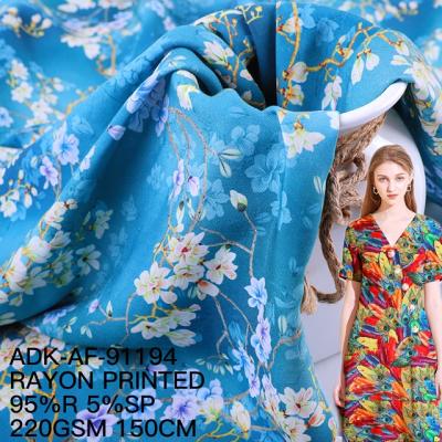 China 2021 Digital Printed Fuse Pattern Floral Cartoon Print Viscous Fabrics With Spandex Rayon Fabric For Dresses Trending Now for sale