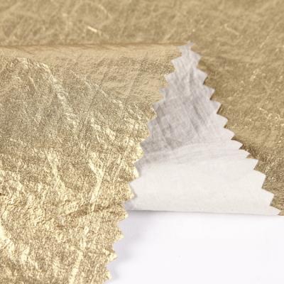 China New Factory Textiles Waterproof Gold Foil 100 Nylon Taffeta Woven Nylon Fabric for sale