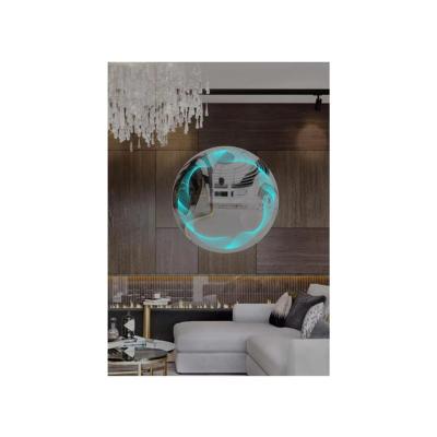 China Customizable Luminescent Circular Wall Mounted Mirror Moon Rebates Limited Time Luminous Smart Bathroom Mirror LES for sale