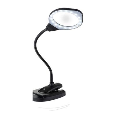 China Manufacturer Outlet 5V 1A Glass Desktop Clip Two In One Big Lighted Function Magnifying Glass for sale