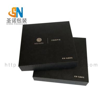 China Recycled Materials Black Texture Paper Gray Board Paper Small Box Gift Packing Box With Foil Logo for sale