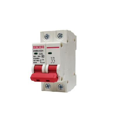 China Miniature Circuit Breaker AC MCB 2P C20 2Way ZMB9-63H for sale