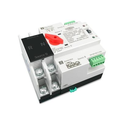 China ATS 220V Double Din Rail Single Phase Dual Switch 2 Automatic Transfer 2P 63A 100A 125A Electrical Uninterrupted for sale