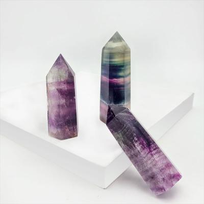 China Shiny Polished Natural Europe Crystal Point Rainbow Fluorite Round Round For Wholesale for sale