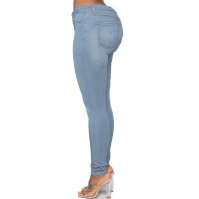 China Factory Selling Clearance Wholesale Tight Mid-waist Ladies Sexy Washed Jeans for sale