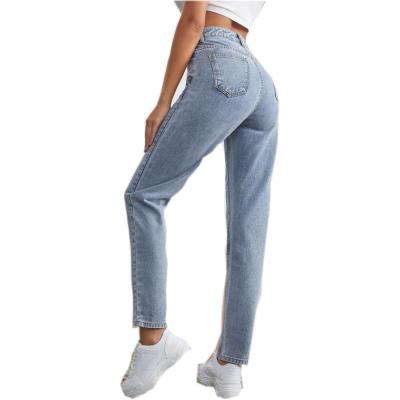 China OEM Waist Mom Jeans Women Denim Pants Fashionable Custom Causal Cotton Breathable Jeans High For Ladies for sale