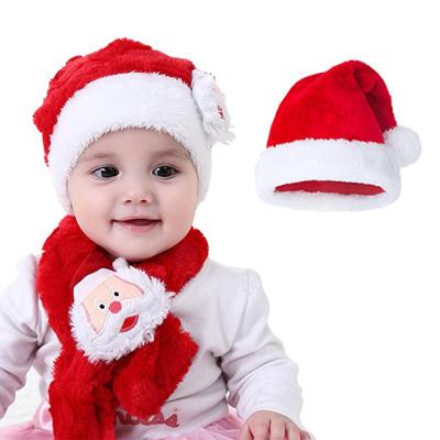 China Eco-Friendly Recycle Velvet Plush Infant Santa Xmas Cap Scarf Baby Christmas Hats For Newborn Baby Tobbler for sale