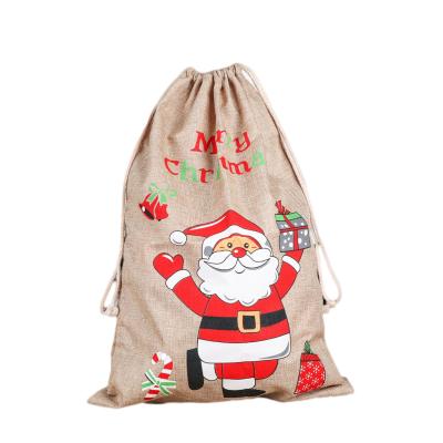 China Canvas Fabric Customized Drawstring Christmas Sack Christmas Canvas Bag for sale