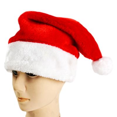 China Luxury Plush Fabric Plush Santa Christmas Hats For Christmas Party for sale