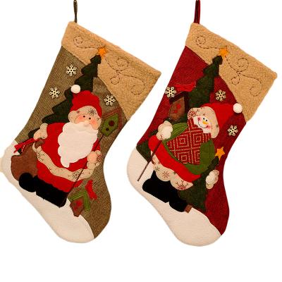 China Santa Claus Embroidered Xmas Socks Christmas Snowman Snowman Stocking for sale