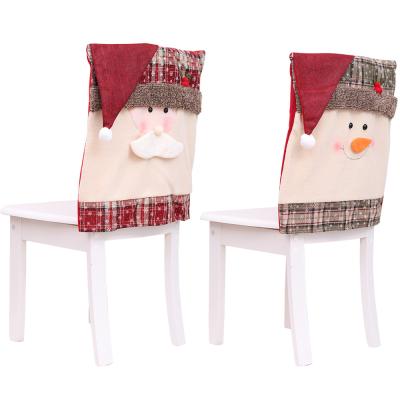 China Fabric Snowman Santa Claus Christmas Chair Cap for sale