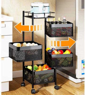 China Rotating Storage Rack Fruit Basket Vegetable And Fruit Basket Storage Rack 4 Tier Vegetable Storage Rack Trolley Bathroom for sale