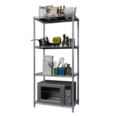 China Durable Kitchen Storage Rack Stainless Steel Mesh Wire Kitchen Rack Stainless Steel Shelving Rack With Wheels for sale