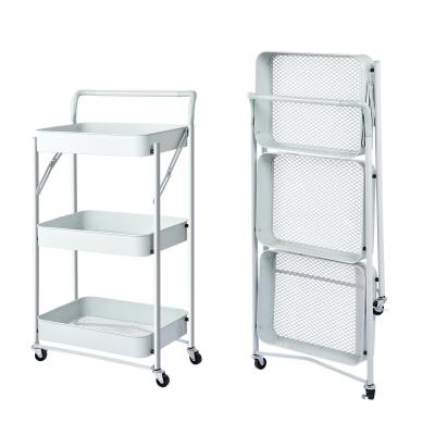 China Movable Grocery Ect Kitchen Bathroom Storage Trolley Rolling Cart Storage Shelf Holder Metal Storage Basket for sale