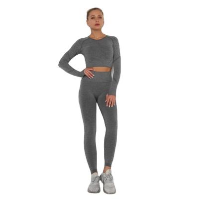 China 2022 New Custom Women's Yoga Seamless Suit Breathable Pleated Seamless Leggings Training Jogging Wear for sale