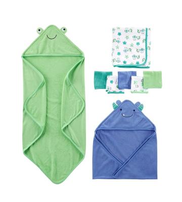 China FREE SAMPLE Child Safe Babies 8-Piece Unisex Towel and Washcloth Set for sale