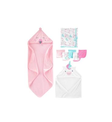 China FREE SAMPLE Child Safe Babies' 8-Piece Hooded Towel and Washcloth Set for sale