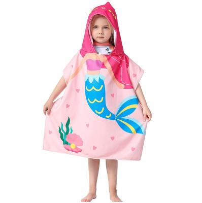 China FREE SAMPLE Pink Kids Mermaid Child Safe Hooded Bath Towel, Cartoon Universal Beach Towel, Suitable for Girls Aged 1-7 for sale