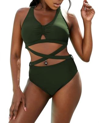 China Women's Plus Size Sexy Bikini Swimsuit FREE SAMPLE High Criss Cross 2 Piece Swimsuit for sale