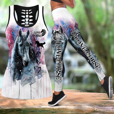 China QUICK DRY Digital Printed Fashion Girls Tank Vest Relaxlines 3D Hollow Tops Women Sexy Tank Tops Yoga Gaiters for sale