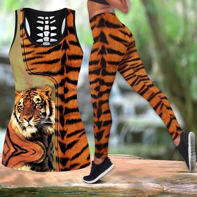 China Relaxlines QUICK DRY Printed Hollow Out Tank Tops Women 3D Sexy Vest Girls Beach Tops Yoga Gaiters Sports Set for sale