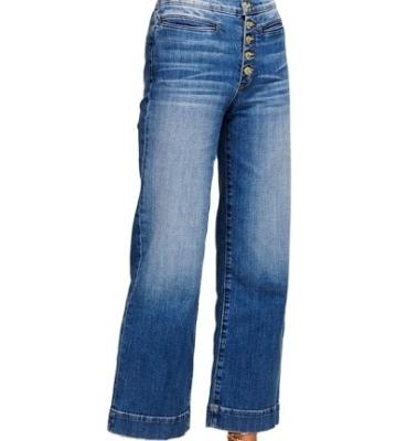 China 2022 New Women Breathable High Waist Middle Washed Straight Wide Leg Jeans Womens Casual Jeans for sale