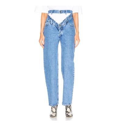 China 2023 New Women's Breathable Fashion High Waist With Retail Straight Cut Denim Pants Jeans for sale