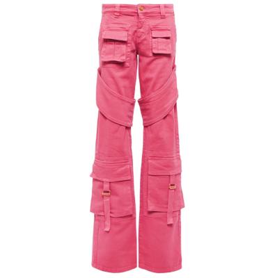 China Breathable 2023 Hot Sale Mid-weight Denim Cotton Twill Low Wide-Leg Pants Multi Pockets Lace Up Full Length Cargo Pants Jeans for sale