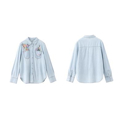 China QUICK DRY Plus Size Women Jackets Denim Jacket Coat High Quality Embroidery Woven Shirt for sale